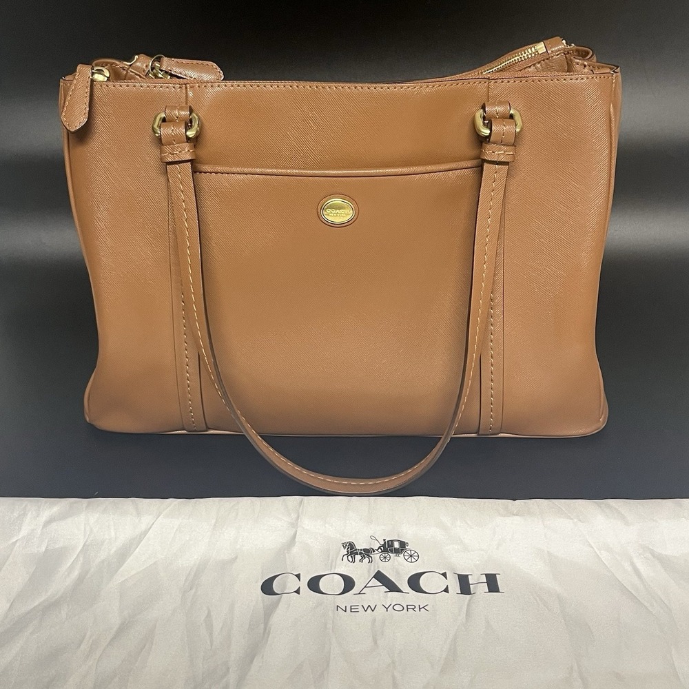 Coach Peyton Jordan Double Zip Carryall Handbag Tote 13"x 9"‎ Dust Bag